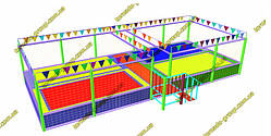 Батутна арена джамп із кольоровими полотнами
