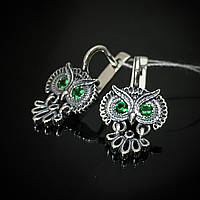 Серебряные серьги "Сова" с фианитами