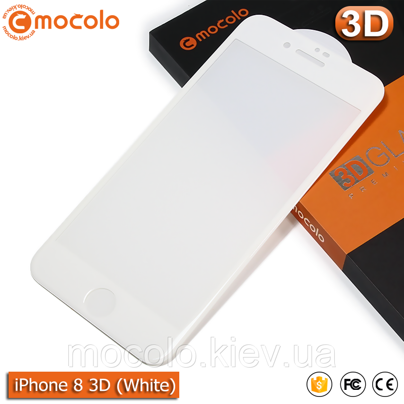 Захисне скло Mocolo iPhone 8 (White) 3D