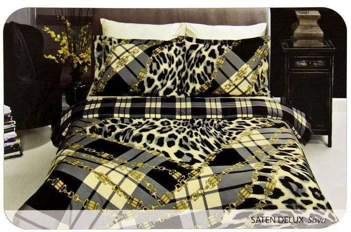 Комплект постільної білизни TAC SATEN SAVA євро, фото 1