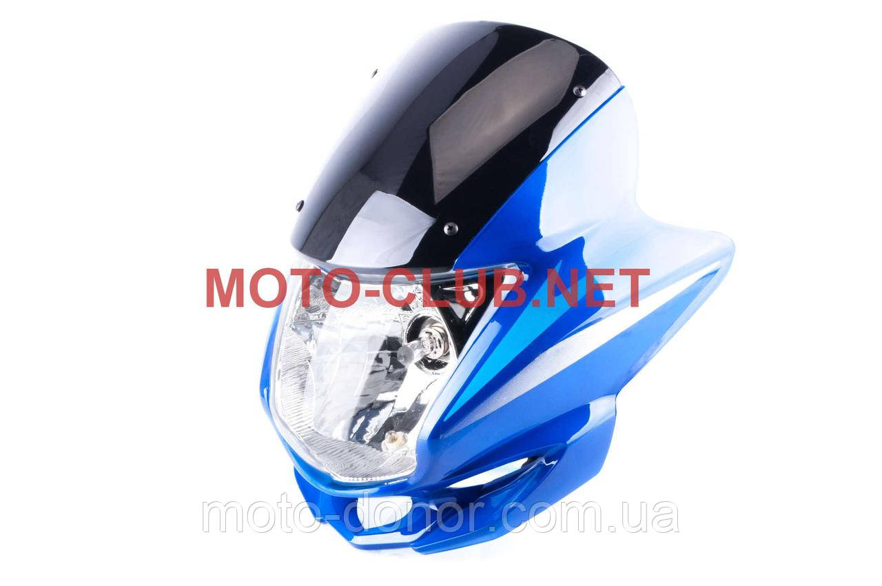 Обтекатель на мотоцикл Zongshen, Lifan 125/150 (mod:3, с фарой) (синий) - фото 1 - id-p605057824