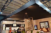 Натяжные потолки эконом вариант из ткани для выставки и конференций. Максимальная длинна и ширина 18х15м.