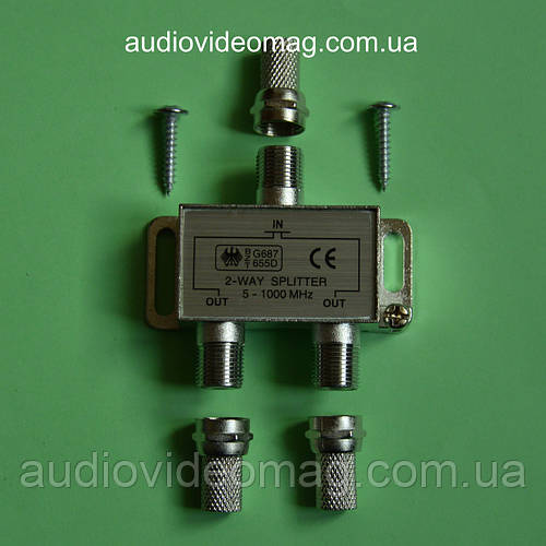 Сплитер СЕ, разветвитель антенный на 2 телевизора, с гайками, цена 44. ...