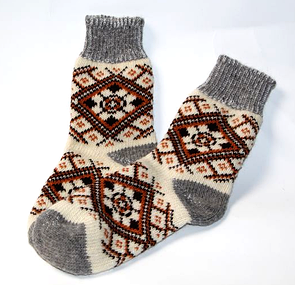Жіночі шкарпетки з овечої вовни - коричнева абстракція