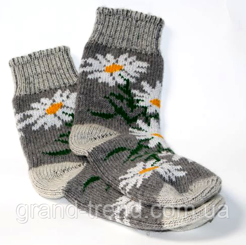 Жіночі шкарпетки з овечої вовни - ромашки