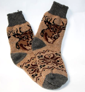 Чоловічі шкарпетки з овечої вовни коричневого кольору