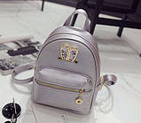 Рюкзак для дівчаток, дівчат з вушками з еко шкіри (сріблястий), фото 2
