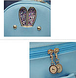 Рюкзак для дівчаток, дівчат з вушками з еко шкіри (сріблястий), фото 7