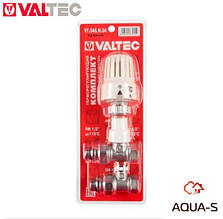 Комплект радіаторних кранів Valtec DN 1/2" прямий з термоголовкою (Італія) VT.046.N.04