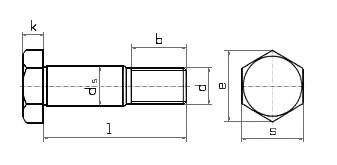 Схема габаритных размеров болта DIN 610