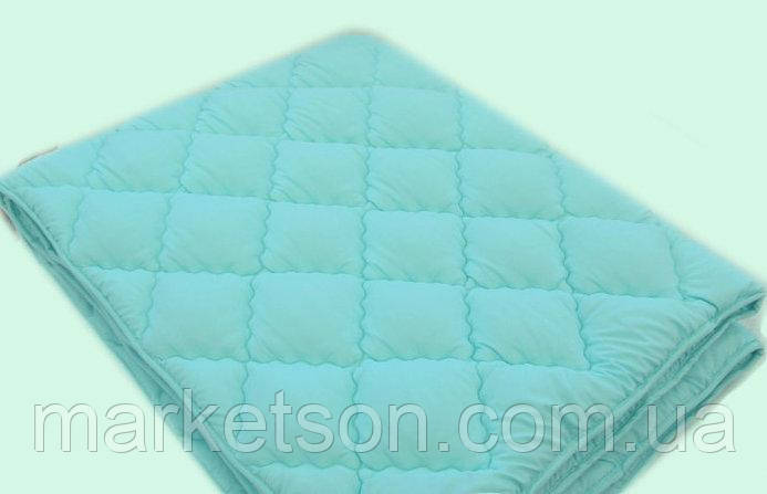 Зимова тепла ковдра з овечої вовни 195*215. Мікрофібра. Бірюза.