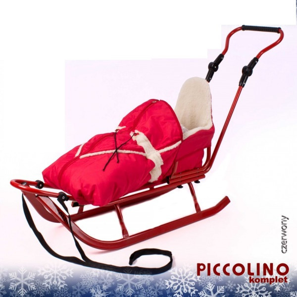 Комплект санки з ручкою і конвертом Adbor Piccolino Польща (червоний)