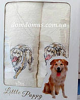 Подарочный набор полотенец ( баня+лицо) "Собака" Новый Год TWO DOLPHINS, 0140