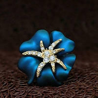 Кільце "Морська зірка на синій квітці"