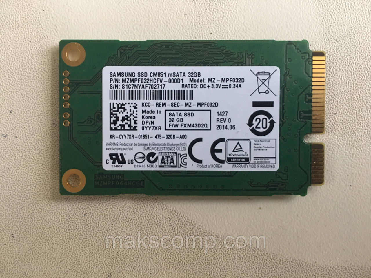 SSD Samsung cm851 32GB msata SATAIII MLC