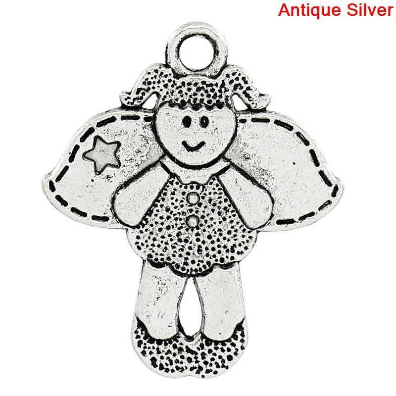 Підвіски металеві Finding Кулон янголятко Античне срібло 23 мм x 19 мм, фото 1