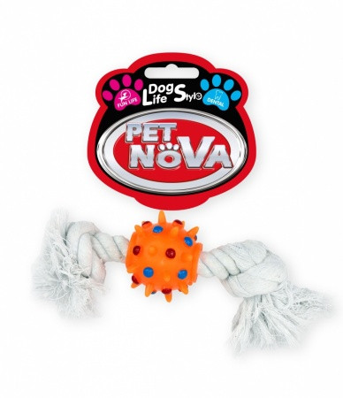 Іграшка для собак Куля помаранчева на мотузці Pet Nova 25 см
