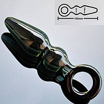 Анальна пробка 3.5 см ялинка середня з кільцем LYNX Ice Emerald, фото 3