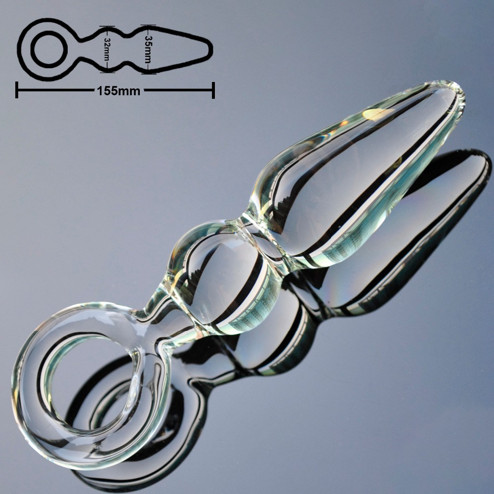 Анальна пробка 3.5 см ялинка середня з кільцем LYNX Ice Emerald