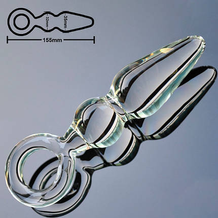 Анальна пробка 3.5 см ялинка середня з кільцем LYNX Ice Emerald, фото 1