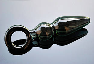 Анальна пробка 3.5 см ялинка середня з кільцем LYNX Ice Emerald, фото 5