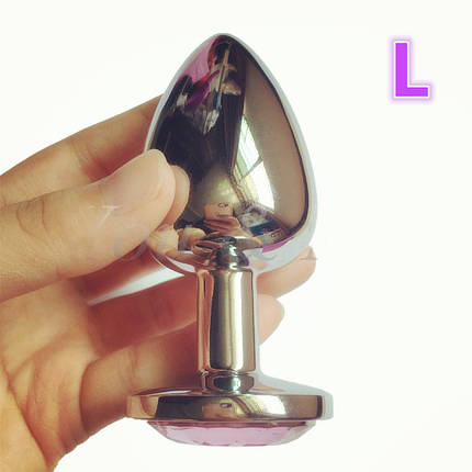 Анальна пробка L 4 см сталева із круглим каменем Swarovski SUPER BIG Plug дуже велика, фото 1