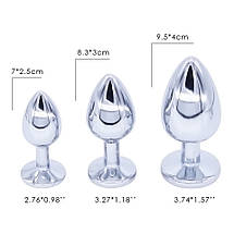 Анальна пробка L 4 см сталева із круглим каменем Swarovski SUPER BIG Plug дуже велика, фото 3