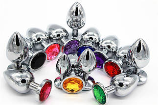 Анальна пробка L 4 см сталева із круглим каменем Swarovski SUPER BIG Plug дуже велика, фото 5