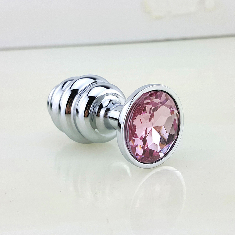 Анальна пробка з каменем S 2.8 см Swarovski Groove Crystal Plug спіральна ялинка маленька