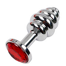 Анальна пробка з каменем S 2.8 см Swarovski Groove Crystal Plug спіральна ялинка маленька, фото 3