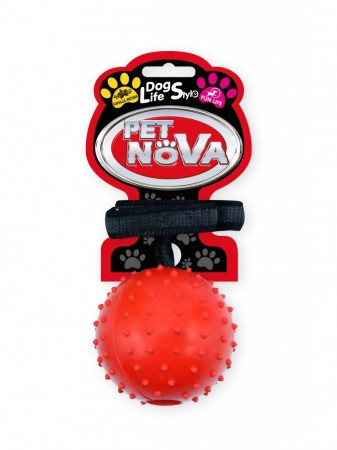 Іграшка для собак М'яч із ремінцем Pet Nova 7 см червоний