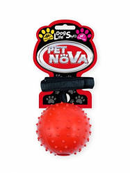 Іграшка для собак М'яч з ремінцем Pet Nova 7 см червоний