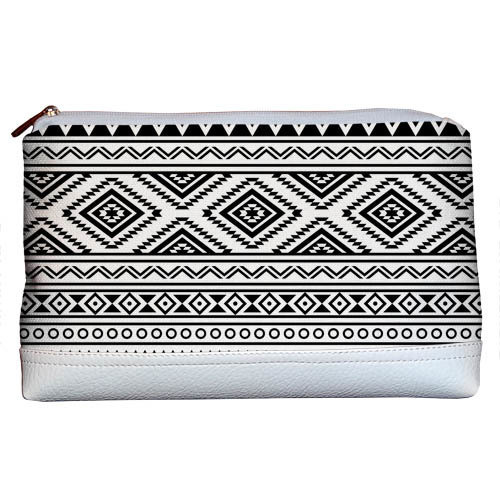 Косметичка дорожня жіноча Lovely Орнамент з білим шкірзамом 26x15x8 см (KK_15D003_WH), фото 1