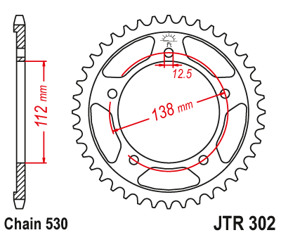 Задня зірка JT JTR302.43ZBK