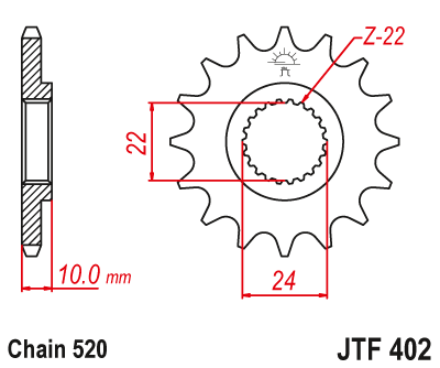 Зірка передня JT JTF402.15 для Aprilia Tuareg
