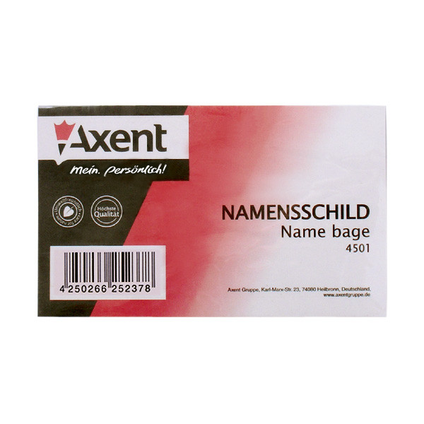Бейдж горизонтальний, c кліпом і шпилькою, 90 * 57 мм, Axent, 4501-A, 07898, фото 1