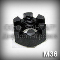 Гайка М36 корончата ГОСТ 5918-73 (ГОСТ 5932-73, DIN 935, EN ISO 7035,7036,7037) прорізна, фото 1