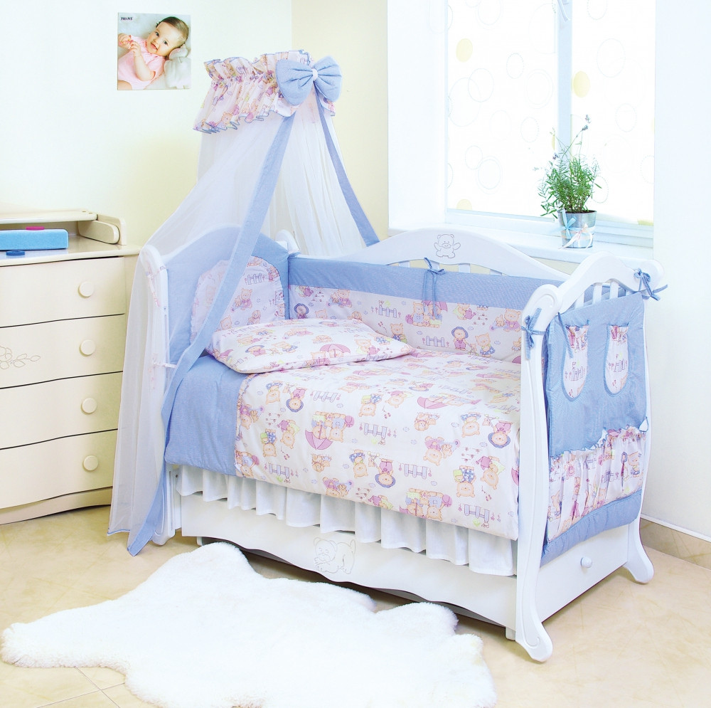 Детская постель Twins Standart С-015 Пушистые мишки, голубая - фото 1 - id-p605816524