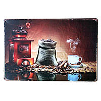 Металлическая декоративная картина COFFEE and BEAN GRINDER (20х30 см)