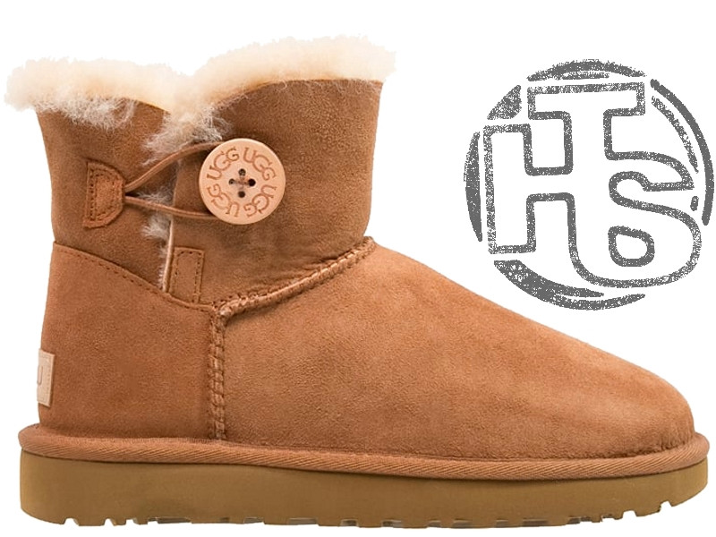 Жіночі міні-чоботи UGG Mini Bailey Button II Chestnut 1016422