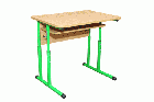 Стіл учнівський 1-місний із регулюванням висоти з полицею кругла труба, фото 2