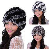 Жіноча хутряна шапка з кролика Рекс. Зимові шапки, фото 2