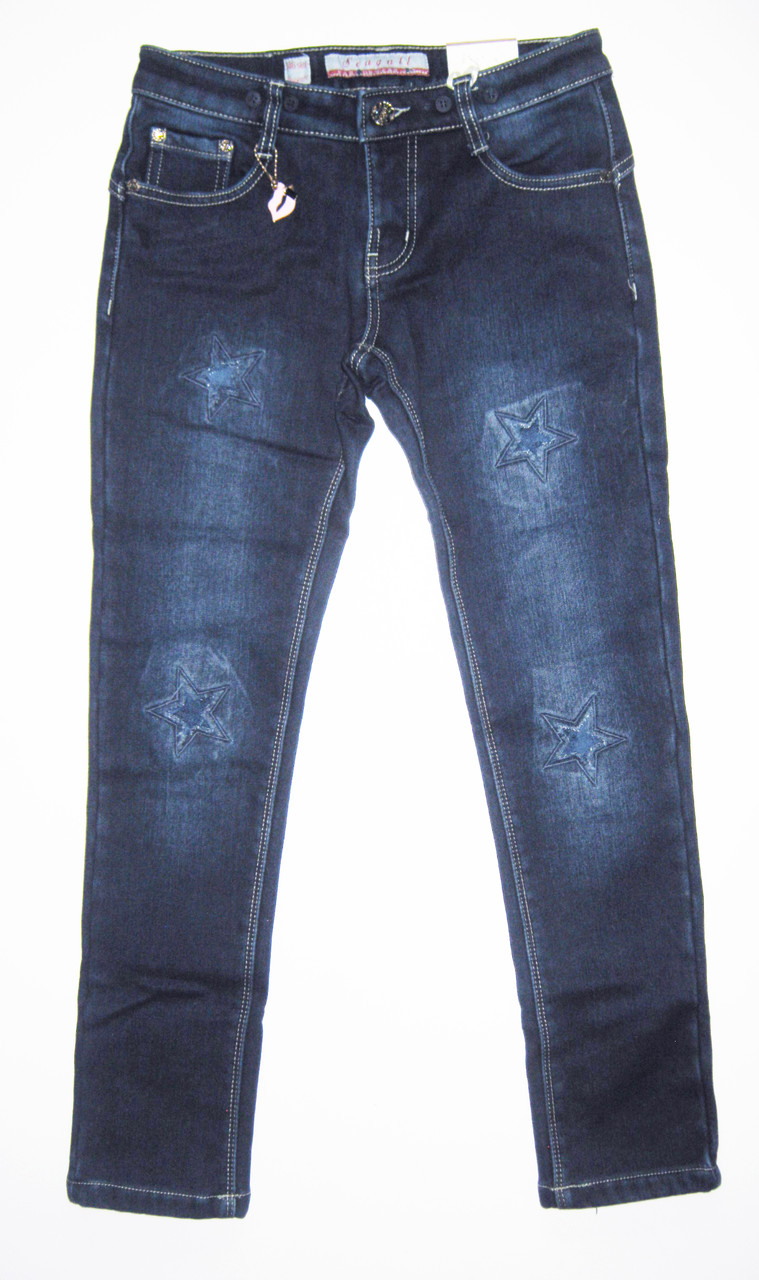 Джинси теплі на флісі для дівчинки підлітка "Зірки", фото 1
