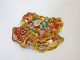 Розтяжка "З НОВИМ РОКОМ" з глитером і флоком, дзвіночки