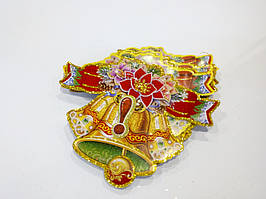 Розтяжка "З НОВИМ РОКОМ" з глитером і флоком, дзвіночки..