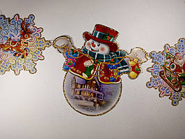 Розтяжка "З НОВИМ РОКОМ" з глитером і флоком. Довжина від 1,6 до 1,9 м. (2321)