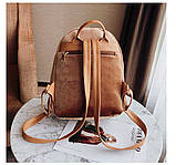 Рюкзак жіночий оксамитовий для дівчат, дівчаток з помпоном (чорний), фото 7