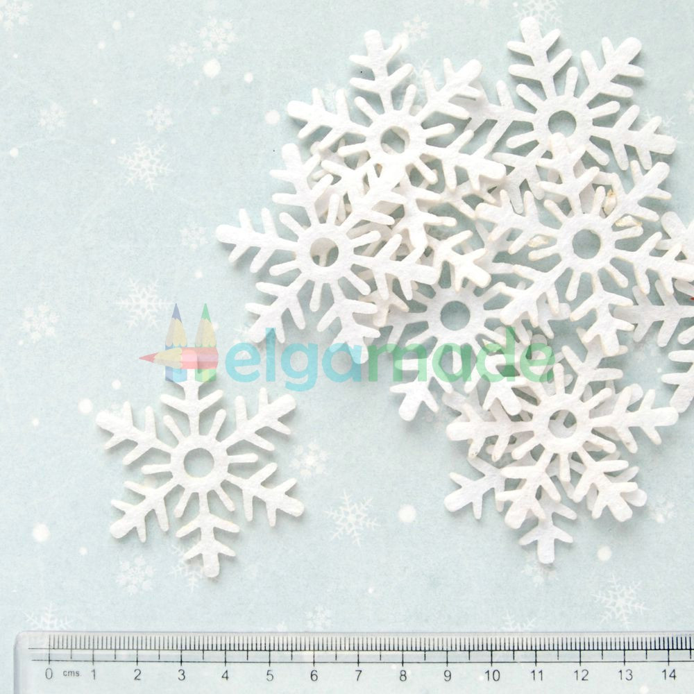 Вирубки з фетру СНІЖИНКИ білі, 5.2 см, 50 шт, фото 1