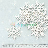 Вирубки з фетру СНІЖИНКИ білі, 5.2 см, 50 шт