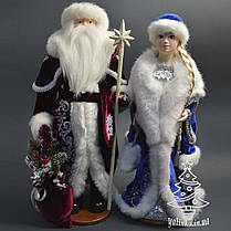 Фігурка Дід Мороз під ялинку 53 см у бордовій шубі з білим візерунком 0455, фото 4